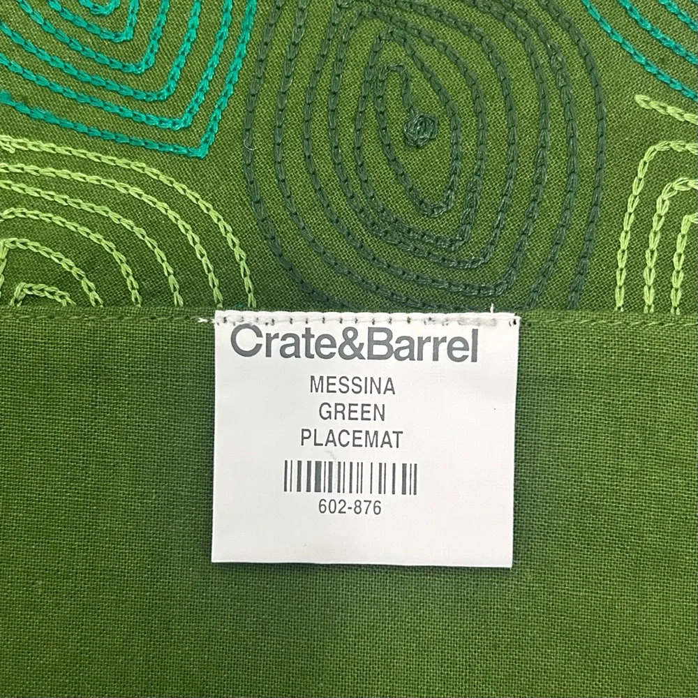Crate&Barrel Messina Green Geometric Pattern Placemats